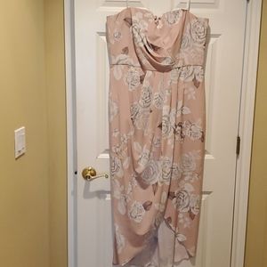 City chic pink floral strapless dress
